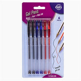 Pen Gel 6pk Mixed Black Blue Red Ink