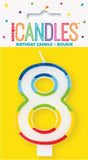 8 - Birthday Candle Numeral Candle Rainbow Border Age