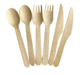 WOODEN Cutlery Set 300 Pcs BULK Disposable party Natural Plastic Cutlery Food