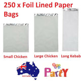 (Small Chicken) 250 Pc Foil Lined Paper Bags Take Away Chips Bulk