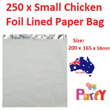(Small Chicken) 250 Pc Foil Lined Paper Bags Take Away Chips Bulk