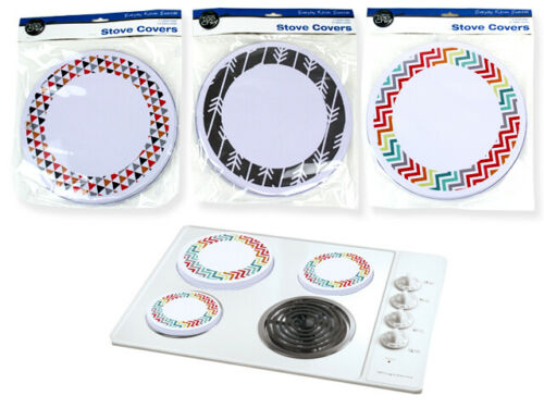 (Brown Kitchen Utensils) 4 x Metal Stove Top Covers Kitchen Cooktop Burner Colors Round Hob Cover