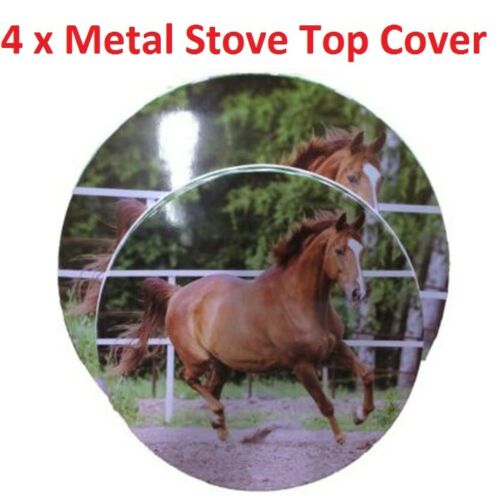 (Brown Kitchen Utensils) 4 x Metal Stove Top Covers Kitchen Cooktop Burner Colors Round Hob Cover