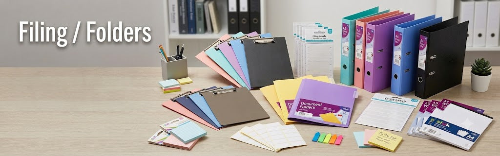 Filing and Folders Collection Featuring Document Folders, Display Books, Ring Binders and Office Filing Supplies