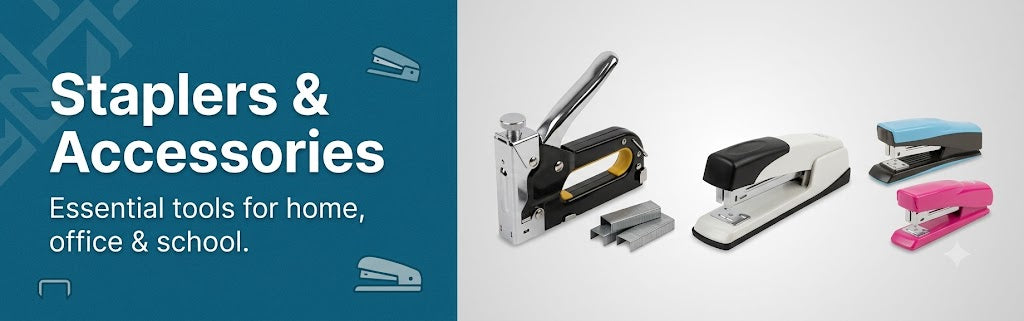 Staplers and Accessories Collection Featuring Desktop Staplers, Staple Pins and Office Stationery Supplies
