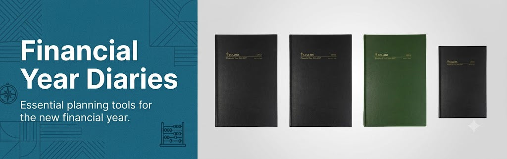 Financial Year Diaries Collection Featuring Collins A4 and A5 Day-to-Page and Week-to-View Diaries for 2026–2027