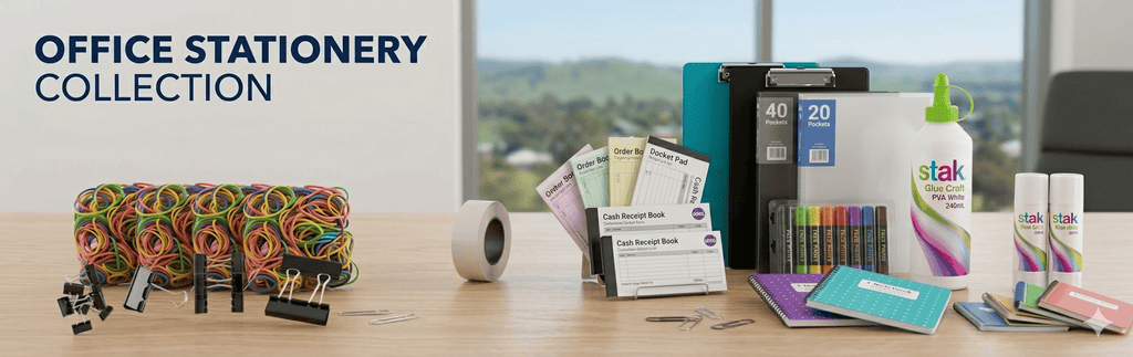 Office stationery including pens desk supplies and business office products Australia