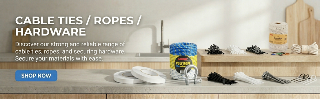 Cable Ties and Ropes Collection Featuring Zip Ties, Utility Ropes and Fastening Solutions for DIY and Organisation