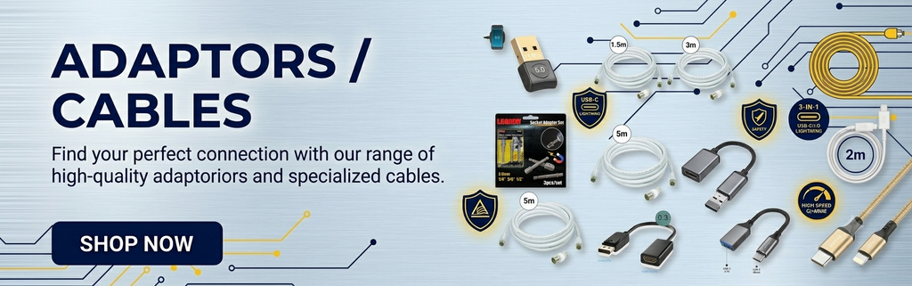 Adaptors and Cables Collection Featuring USB Cables, Charging Cables and Power Adaptors for Everyday Connectivity