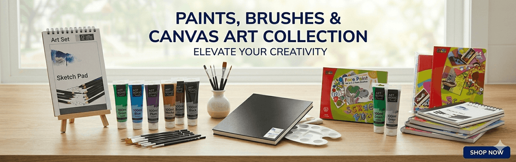 Paints brushes and canvas art supplies including acrylic paint and painting tools Australia