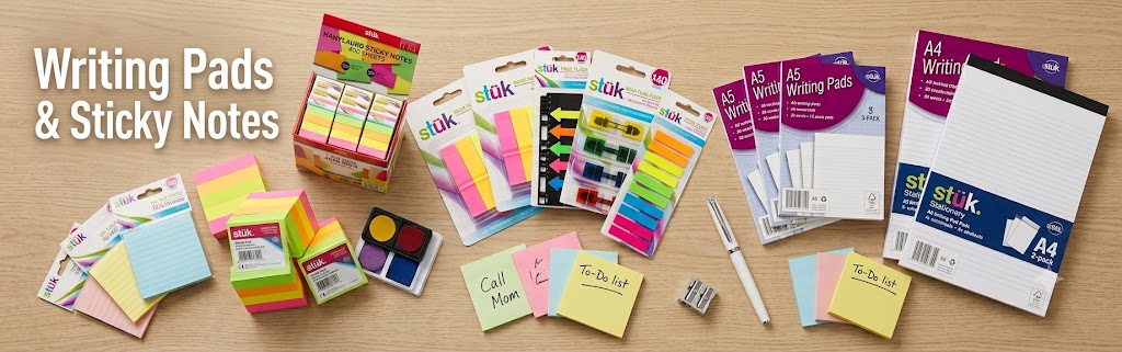 Writing Pads and Sticky Notes Collection Featuring Memo Pads, Notepads and Self-Adhesive Notes