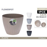 1pce Round Flowerpot 4.8L 22x19cm 4Asst