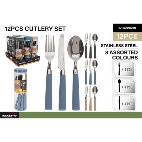 12pce S/Steel Cutlery Set 3Col w/PDU