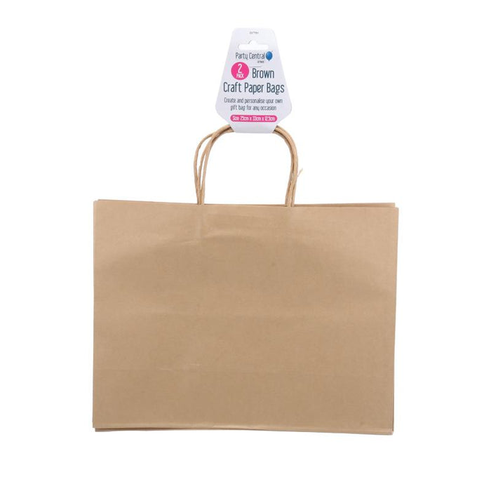 1pack Craft Paper Bags Horizontal Brown 25cm x 31cm x 11.5cm 2pcs