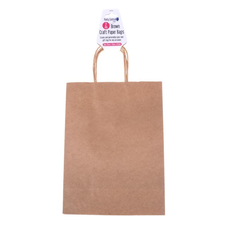 1pack Craft Paper Bags Brown 26cm x 33cm x 12cm 2pcs