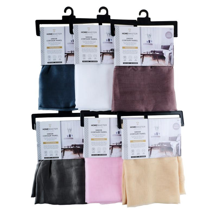 1pc Curtain Sheer 2 Assorted Colours 94cm x 213cm