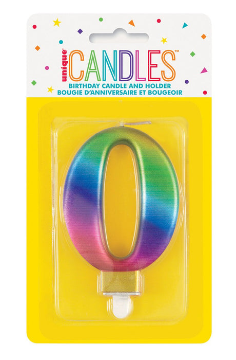19630 - Numeral Candle 0 - Metallic Rainbow