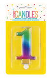 Numeral Candle 1 - Metallic Rainbow