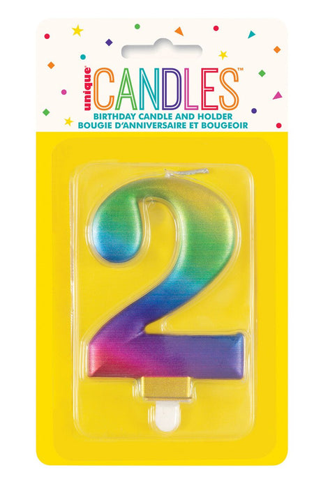 19632 - Numeral Candle 2 - Metallic Rainbow