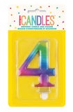 19634 - Numeral Candle 4 - Metallic Rainbow