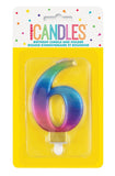 19636 - Numeral Candle 6 - Metallic Rainbow