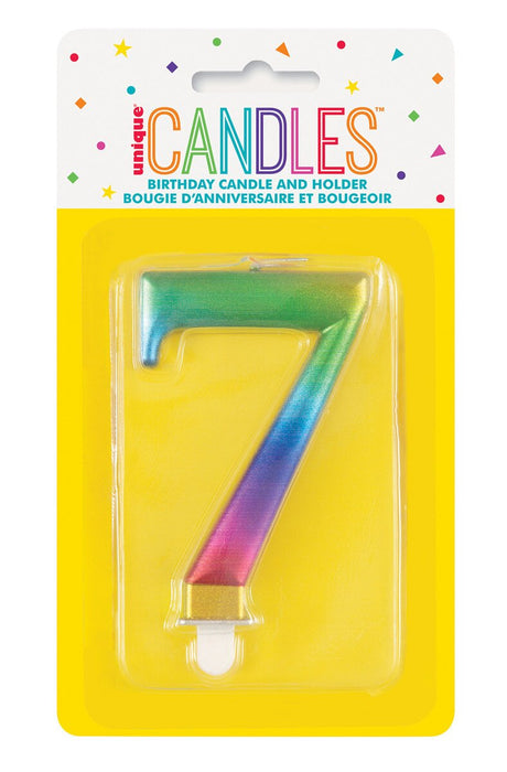 19637 - Numeral Candle 7 - Metallic Rainbow