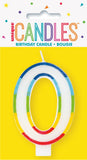 0 - Birthday Candle Numeral Candle Rainbow Border Age
