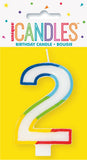 2 - Birthday Candle Numeral Candle Rainbow Border Age