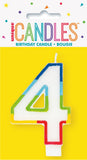 4- Birthday Candle Numeral Candle Rainbow Border Age