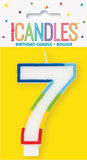 7 - Birthday Candle Numeral Candle Rainbow Border Age