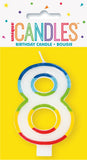 8 - Birthday Candle Numeral Candle Rainbow Border Age