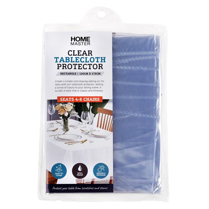 Clear PVC Tablecloth Protector 130x175cm (Seats 4–6)