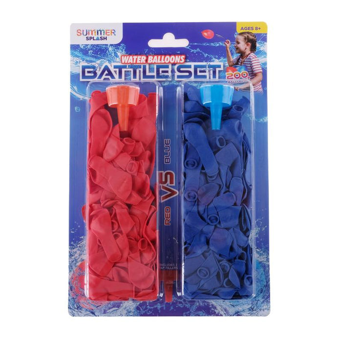 1pack Water Balloon Battle Set 202pce Red & Blue Per Pack Includes: 2 x Water Fillers & 200pc Balloons