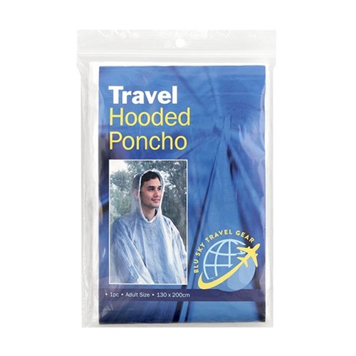 1pack Poncho Hooded Adult 130x200cm Clear 1300x2000mm