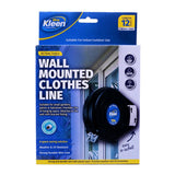 Wall Mount Retractable Clothes Line - 12m