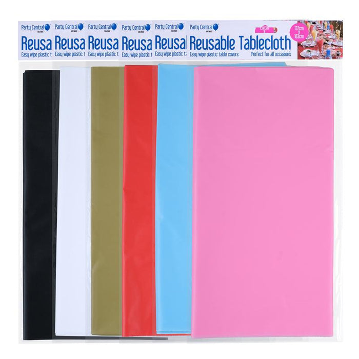 1pack Reusable Plastic Table Cloth 137x183cm Assorted Colors