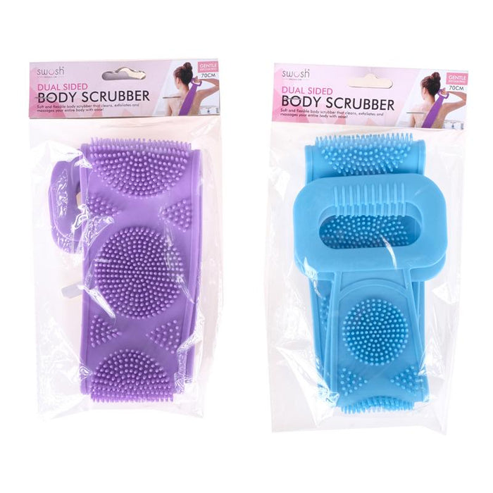 1pc Exfoliating Back Strap & Scrub with Handles - 70cm - TPR - Purple, Blue