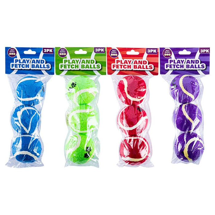 1 pack Dog Tennis Balls Assorted Colours 3pk