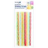 1pack Reusable Retro Stripe Straws 20 Pcs 20cm Assorted Colours