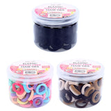 1 Pack Hair Elastic Ties Small Ø2.5cm (Metal Free Fabric) 100pk/Tub - 3 Colour Packs: Black, Neutrals, Coloured