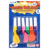 Whistle Balloons Assorted Colours 6pk