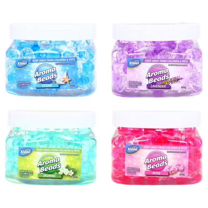 1pc Gel Bead Air Freshener 300g 4 Assorted Colors & Scents: Jasmine, Rose, Lavender & Ocean Breeze