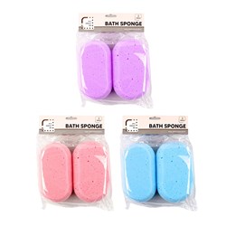 1pc Sponge Bath Pk2 8.5x14.5cm 3 Assorted Colors