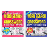 1pc Book Puzzle 2-In-1 Wordsearch & Crossword Spiral 2 Assorted Designs 192 Page, Over 250 Puzzles