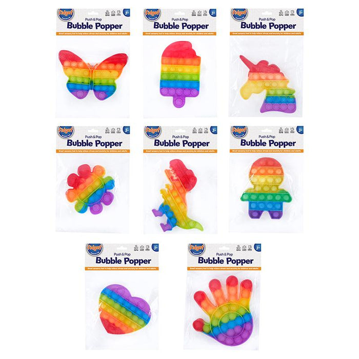 1pc Fidget Bubble Push & Pop - 8 Assorted Designs - Silicone