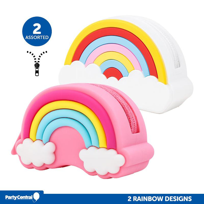 1Pc Rainbow Coin Purse Keychain 10cm x 6.5cm x 4cm, Assorted Design