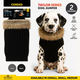 Dog Jumper Corded Design Taylor Series Grey/Black 25cm, 35cm & 45cm