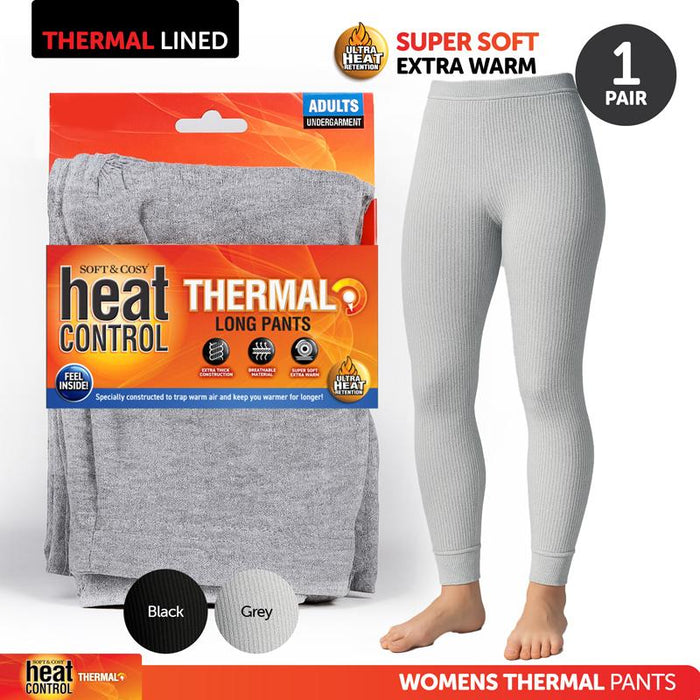 Apparel Pants Adults Heat Control Thermal Black & Grey 4 Sizes: S,M,L,XL