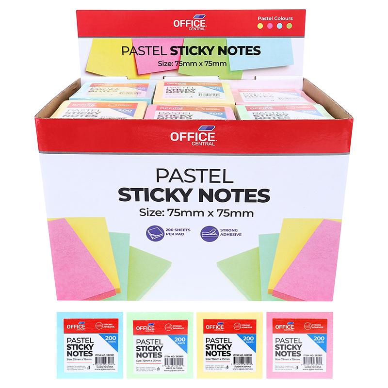 1 Pack Sticky Notes Pastel 75mm x 75mm Mega Pack - 200pcs
