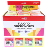 1 Pack Sticky Notes Fluoro 75mm x 75mm Mega Pack - 150pcs